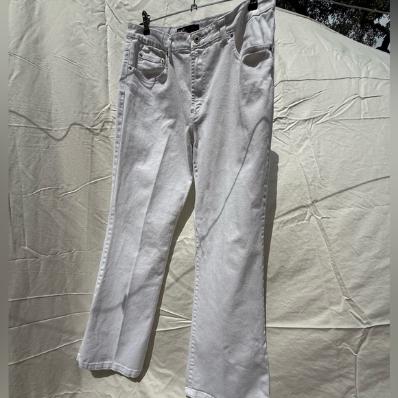 KIKIT White Denim Flare Leg Jeans Size 14 - Picture 2 of 10